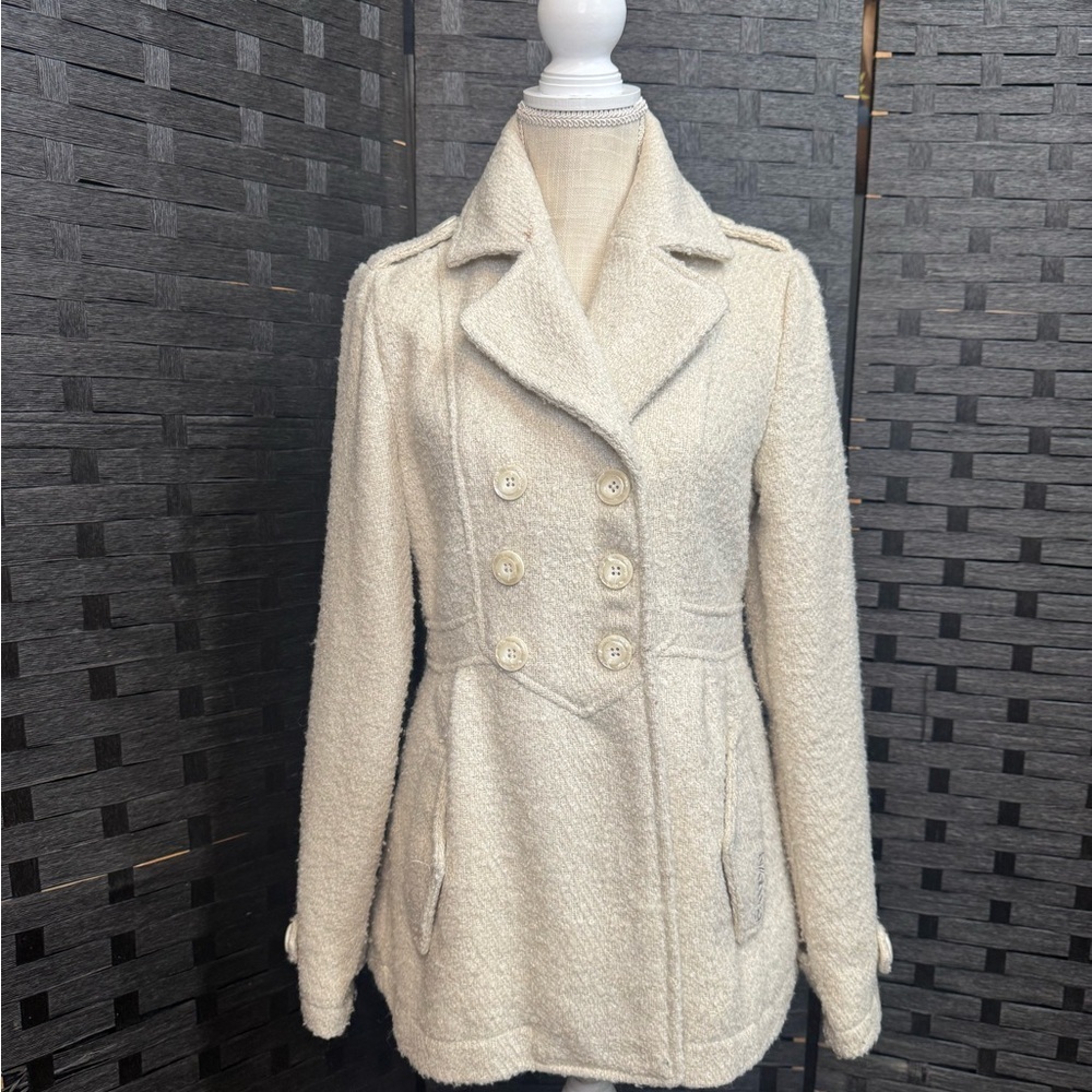 Billabong Women's Ivory Double-Breasted Pea Coat